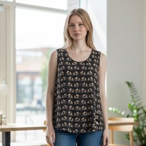 41 Hawthorn Elephant Print Sleeveless Blouse - Black and Cream
